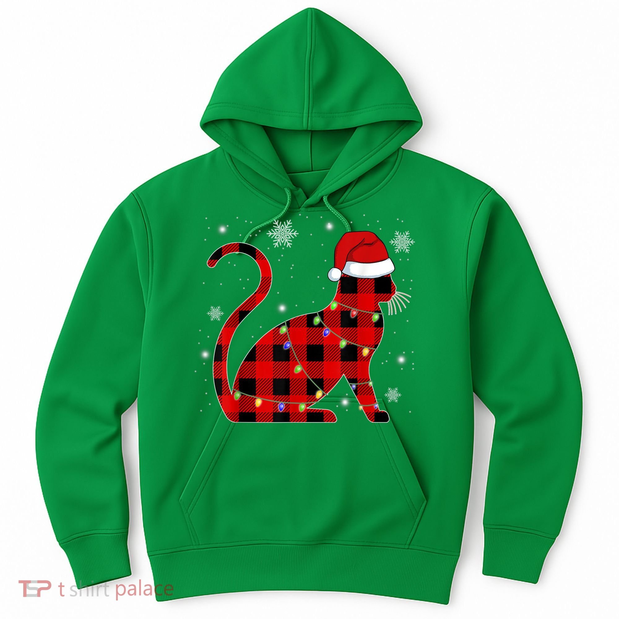 Christmas Plaid Cat Holiday Cute Hoodie