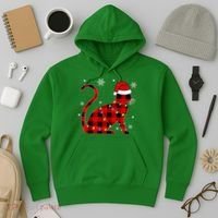 Christmas Plaid Cat Holiday Cute Hoodie thumb 3