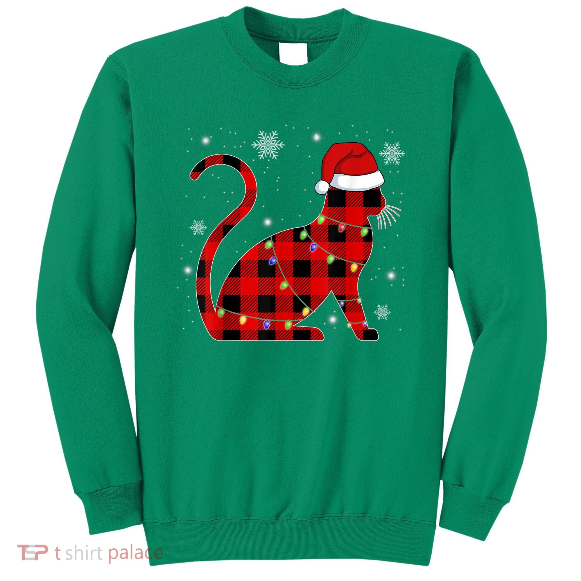 Christmas Plaid Cat Holiday Cute Sweatshirt