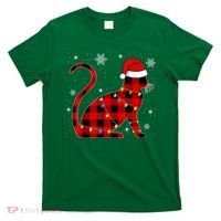 Christmas Plaid Cat Holiday Cute T-Shirt thumb 0