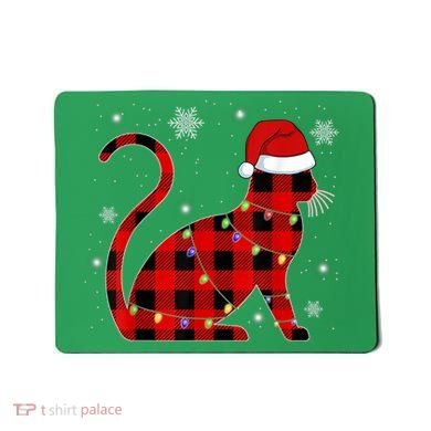 Christmas Plaid Cat Holiday Cute Mousepad
