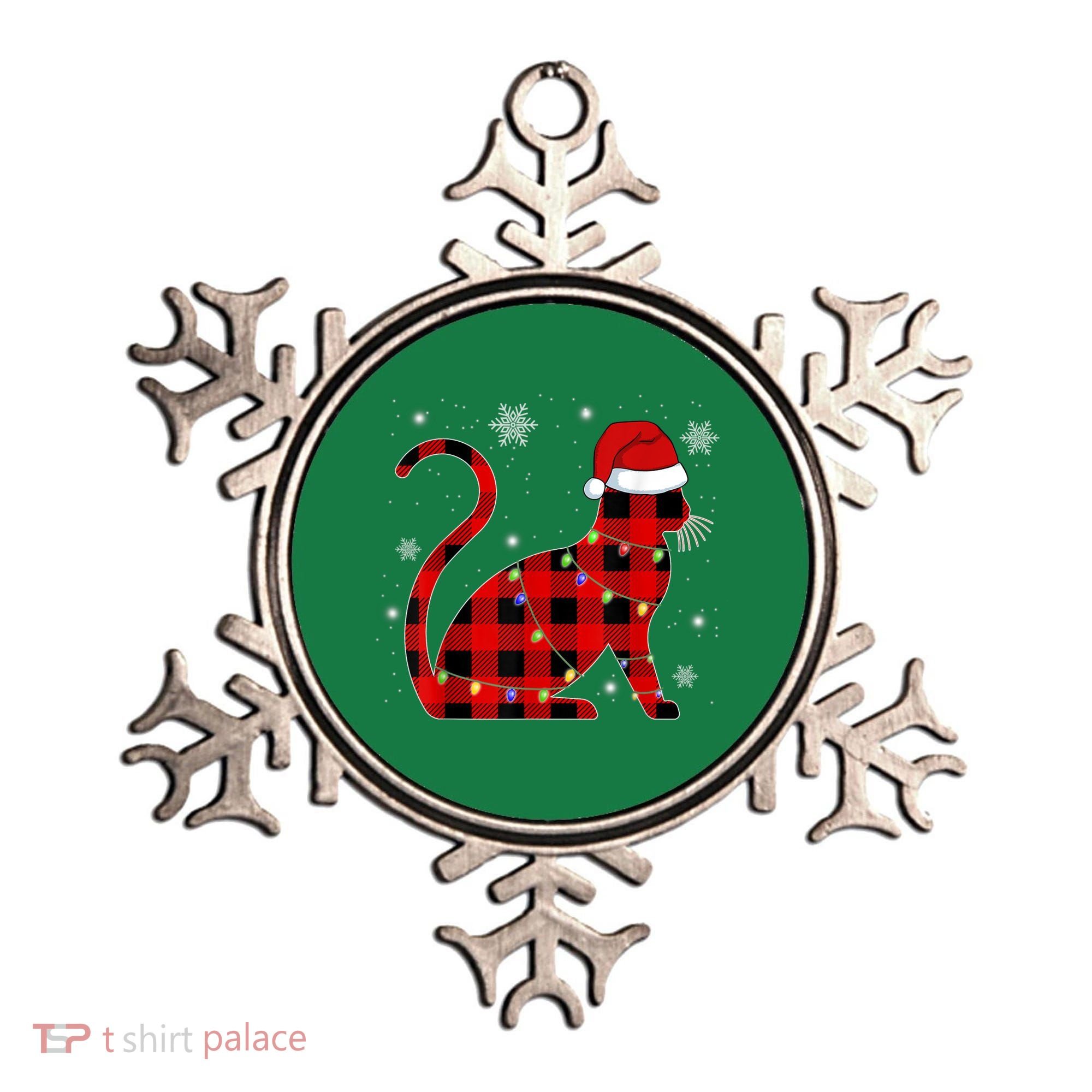 Christmas Plaid Cat Holiday Cute Ornament