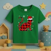 Christmas Plaid Cat Holiday Cute Toddler T-Shirt thumb 3