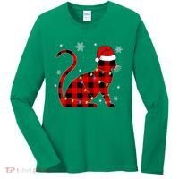 Christmas Plaid Cat Holiday Cute Women's Long Sleeve Shirt thumb 0