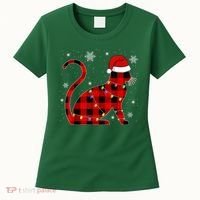 Christmas Plaid Cat Holiday Cute Women's T-Shirt thumb 0