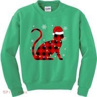 Christmas Plaid Cat Holiday Cute Kids Sweatshirt thumb 0