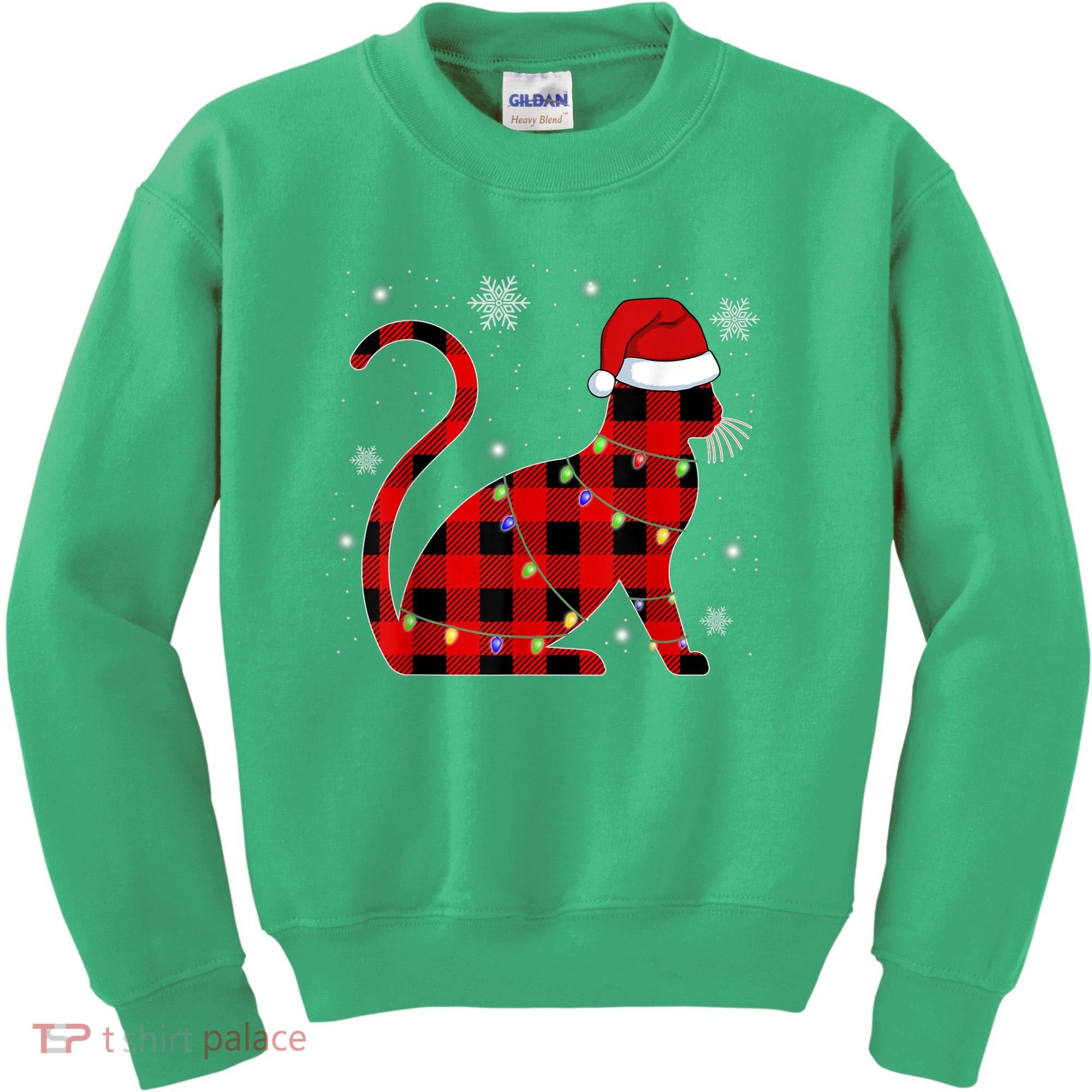 Christmas Plaid Cat Holiday Cute Kids Sweatshirt