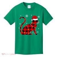 Christmas Plaid Cat Holiday Cute Kids T-Shirt thumb 0