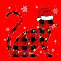 Christmas Plaid Cat Holiday Cute Santa Hat thumb 1