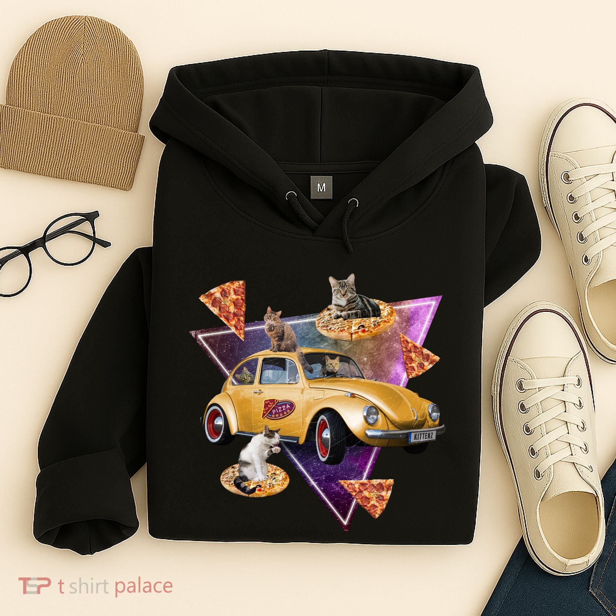 Cat Pizza Car Galaxy Hoodie
