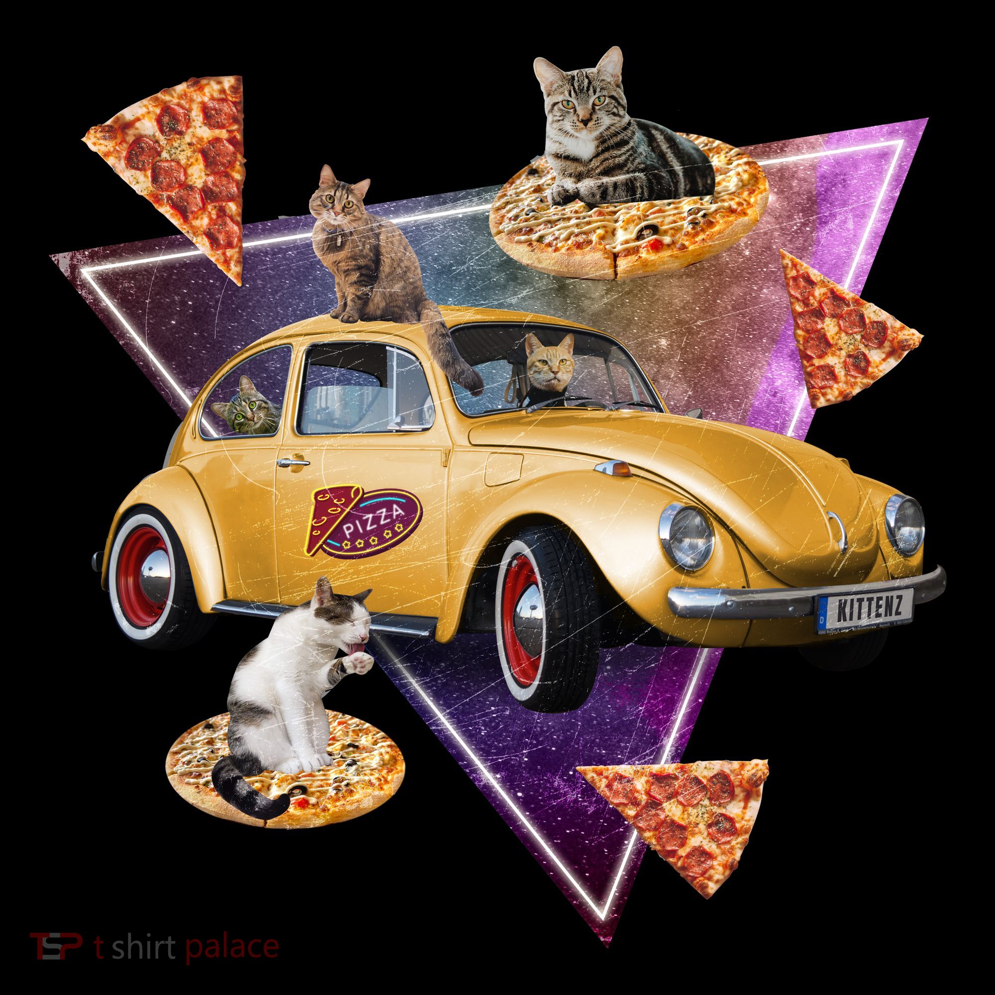 Cat Pizza Car Galaxy Hoodie