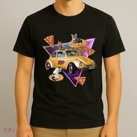 Cat Pizza Car Galaxy T-Shirt thumb 3