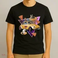 Cat Pizza Car Galaxy T-Shirt thumb 3