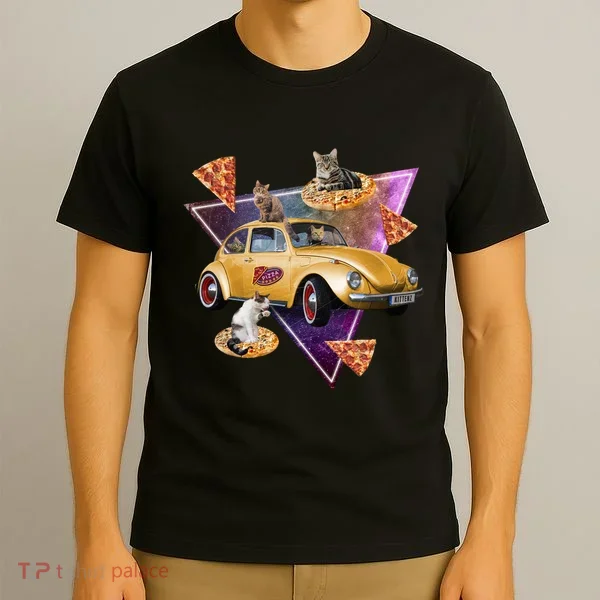 Cat Pizza Car Galaxy T-Shirt