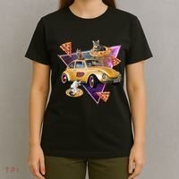 Cat Pizza Car Galaxy T-Shirt thumb 4