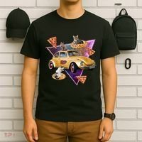 Cat Pizza Car Galaxy T-Shirt thumb 6