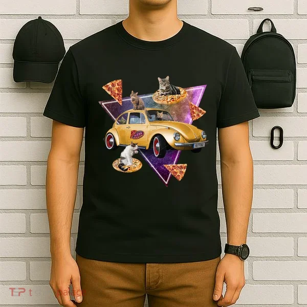 Cat Pizza Car Galaxy T-Shirt