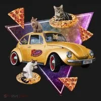 Cat Pizza Car Galaxy Bucket Hat thumb 4