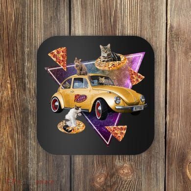 Cat Pizza Car Galaxy Coaster