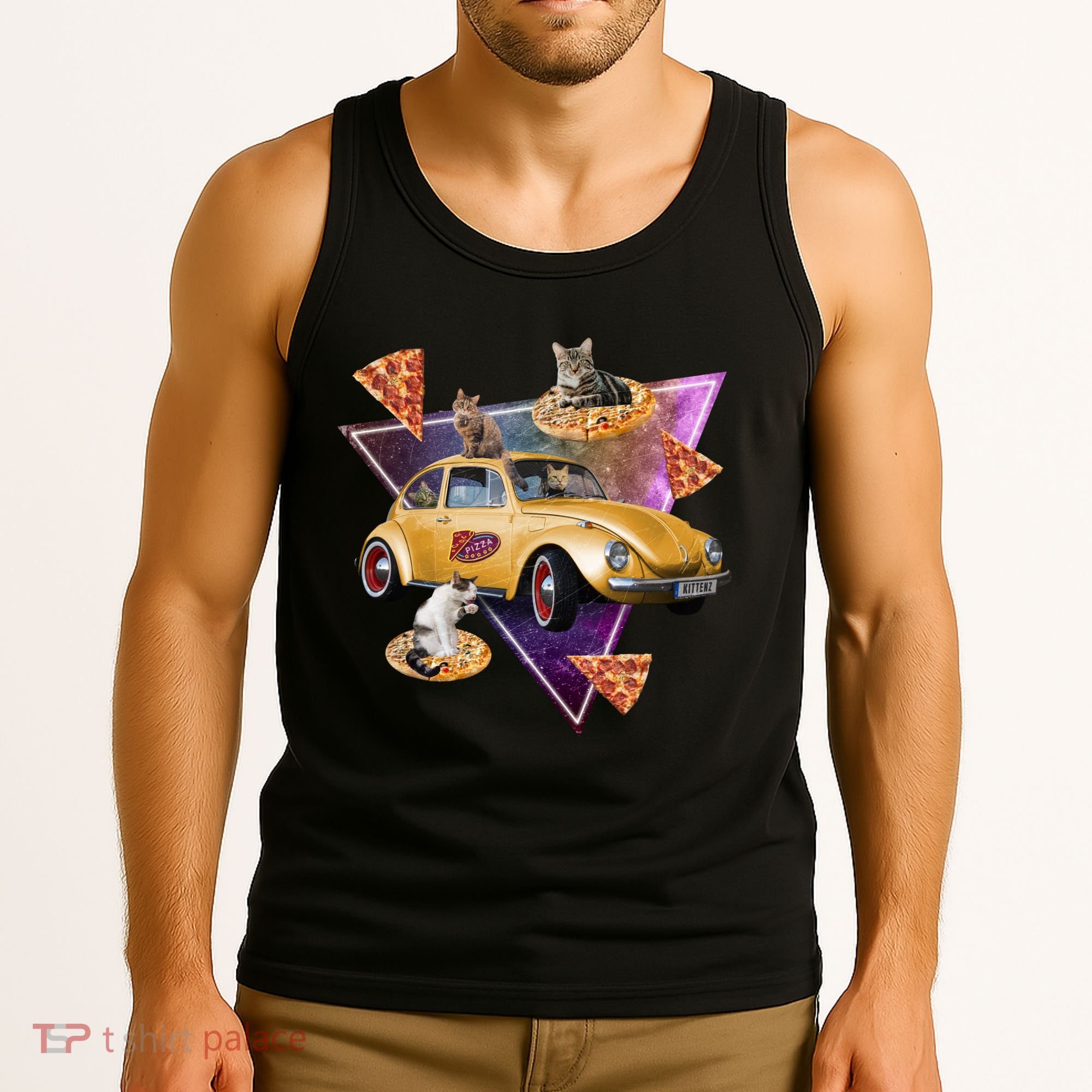 Cat Pizza Car Galaxy Tank Top