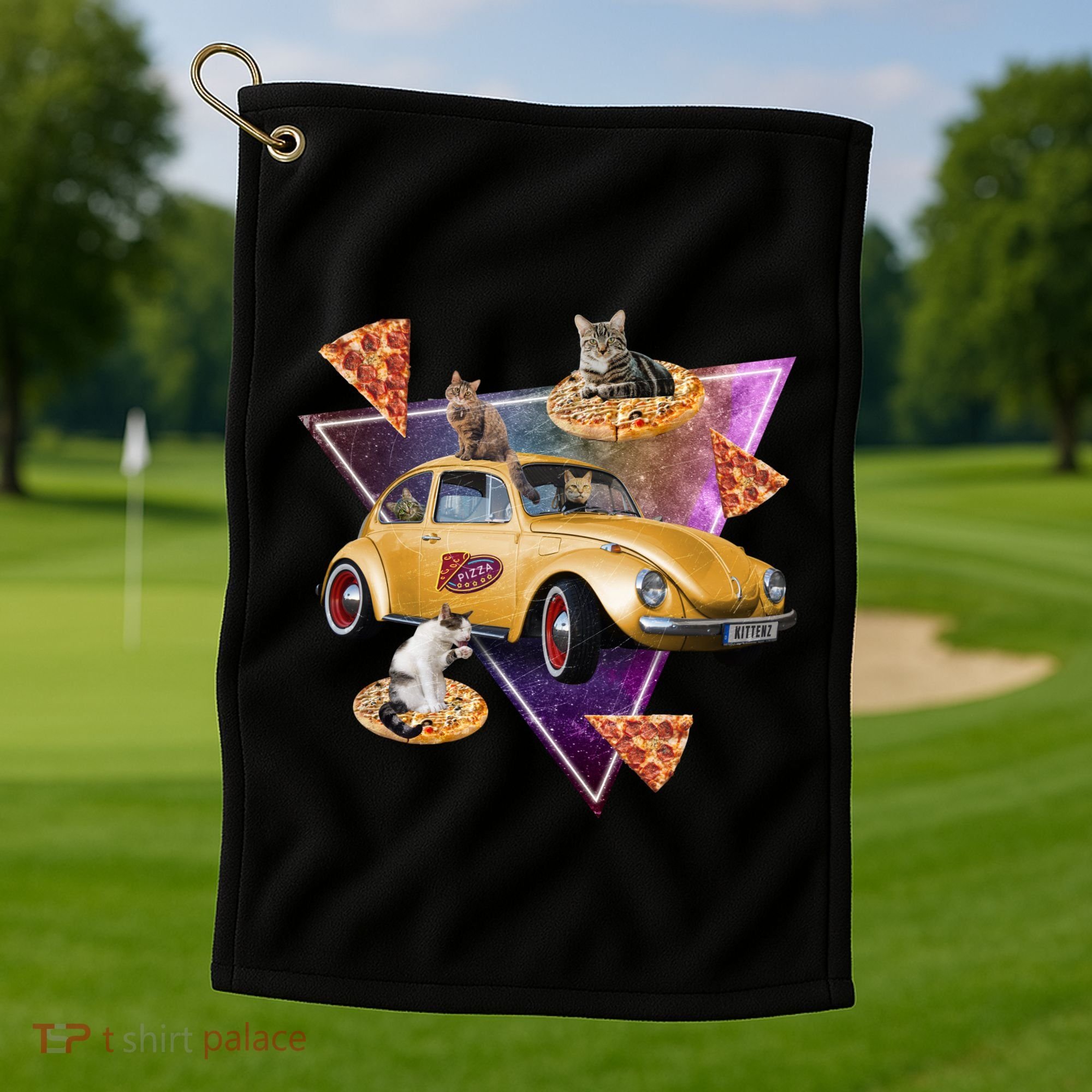 Cat Pizza Car Galaxy Golf Towel