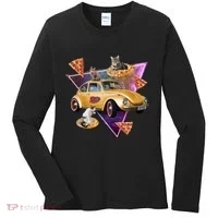 Cat Pizza Car Galaxy Women's Long Sleeve Shirt thumb 0