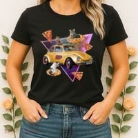Cat Pizza Car Galaxy Women's T-Shirt thumb 2