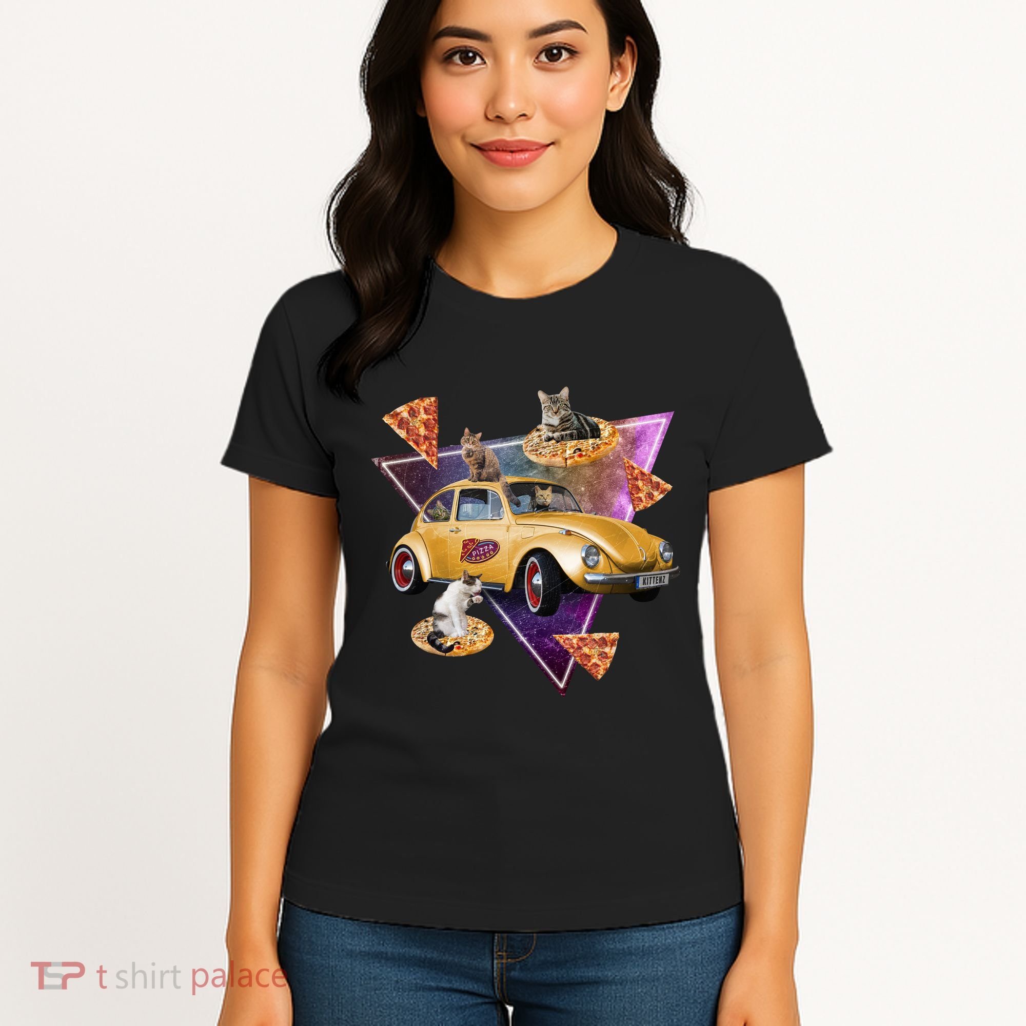 Cat Pizza Car Galaxy Women's T-Shirt