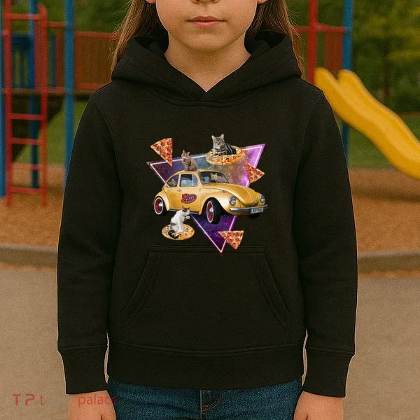 Cat Pizza Car Galaxy Kids Hoodie