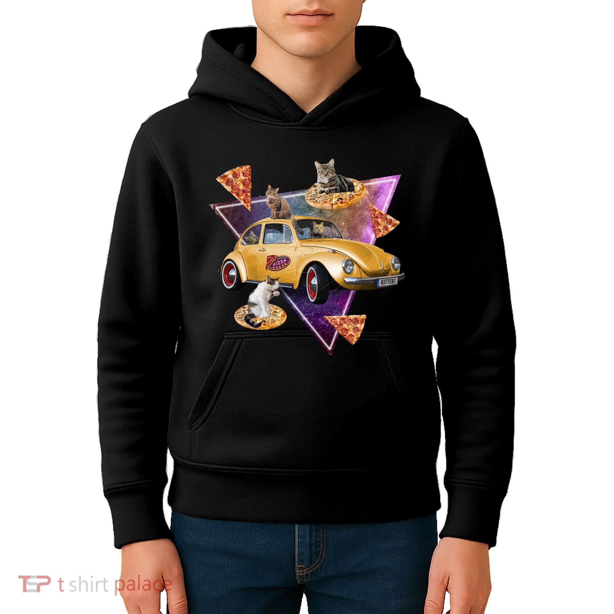 Cat Pizza Car Galaxy Kids Hoodie