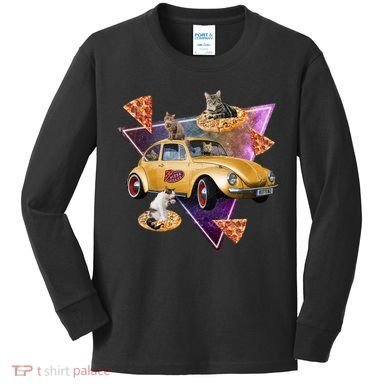 Cat Pizza Car Galaxy Kids Long Sleeve Shirt