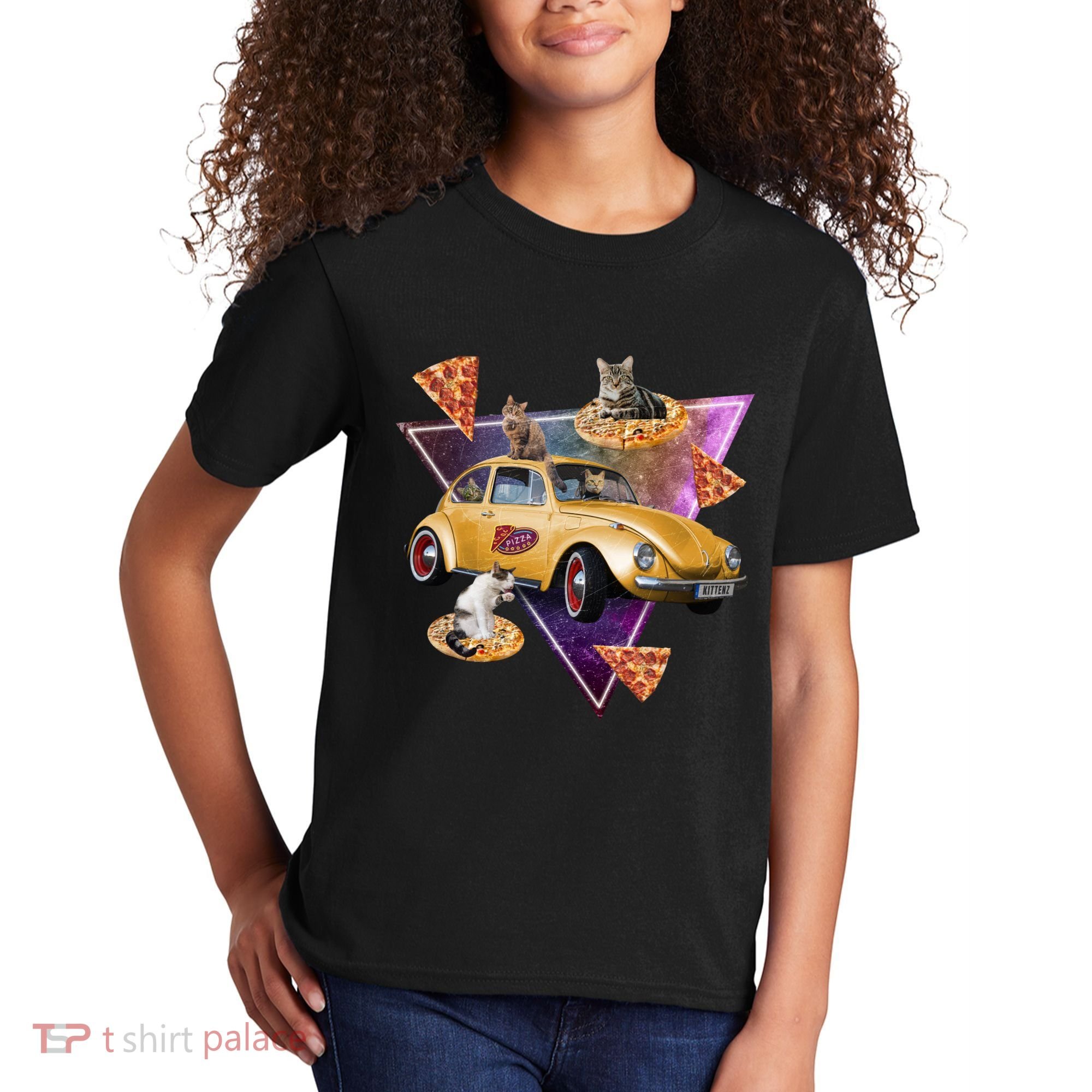 Cat Pizza Car Galaxy Kids T-Shirt