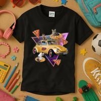 Cat Pizza Car Galaxy Kids T-Shirt thumb 3
