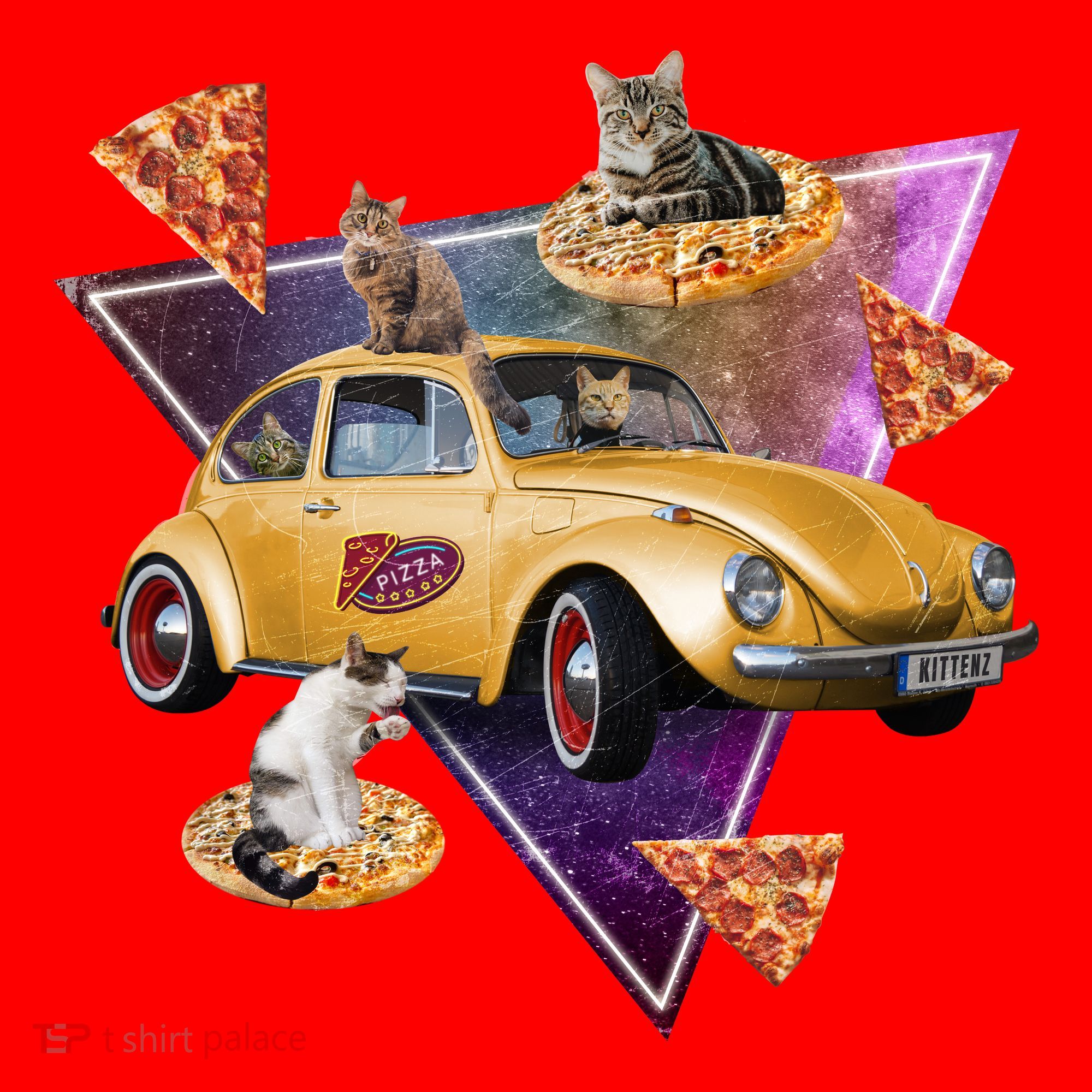 Cat Pizza Car Galaxy Santa Hat