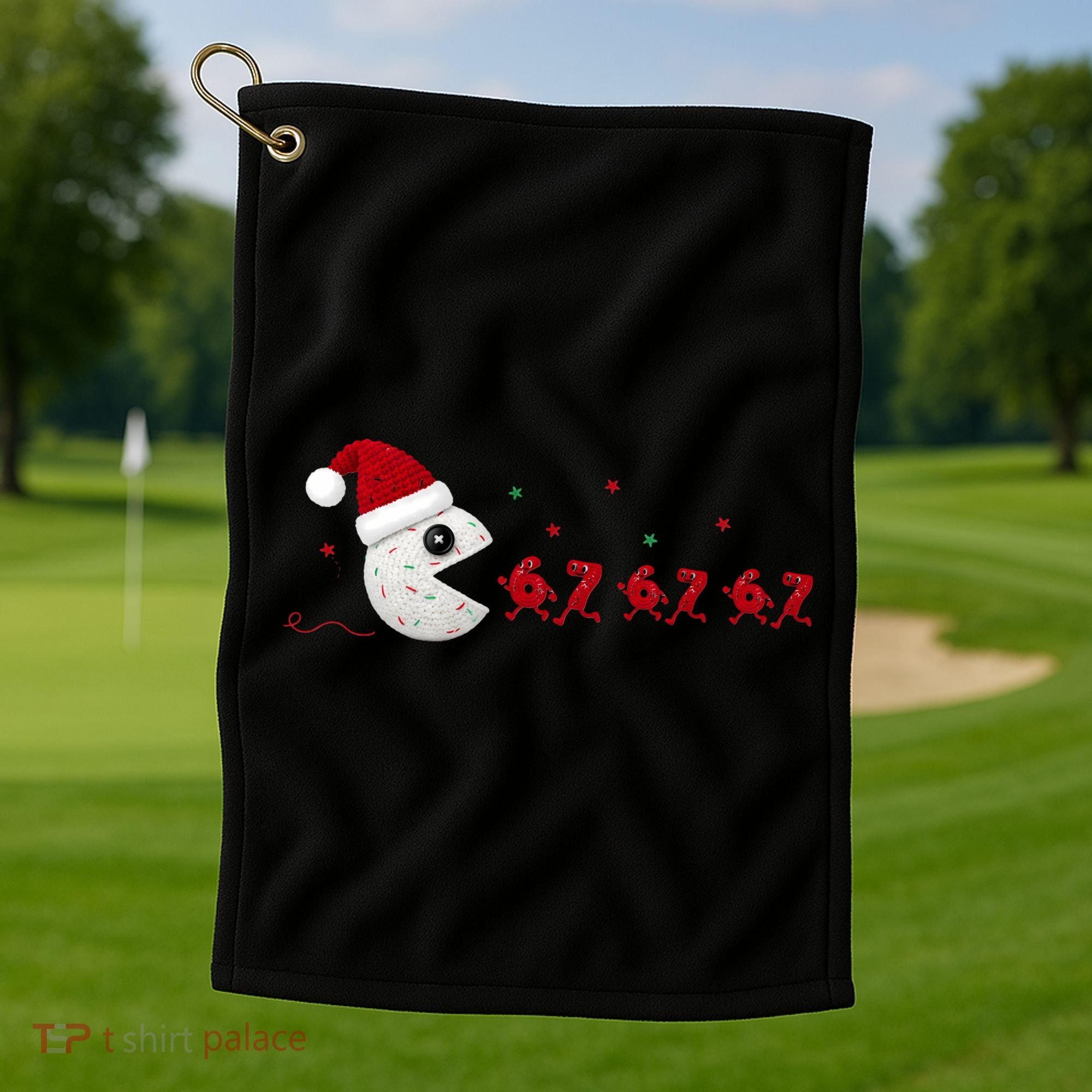 Crochet Pac Christmas 67 Meme Golf Towel