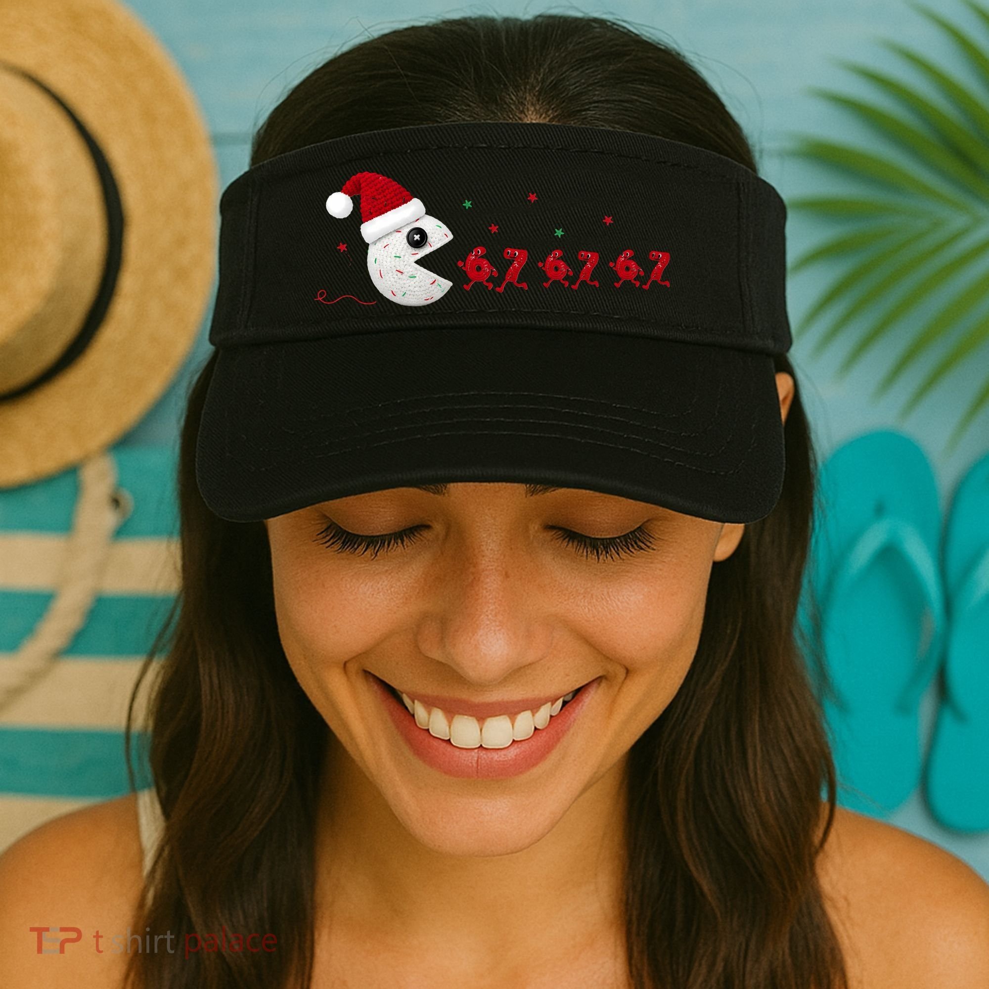 Crochet Pac Christmas 67 Meme Visor