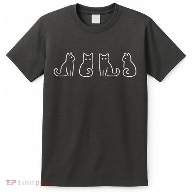 Cat Poses Cat Lover Minimalist Art T-Shirt