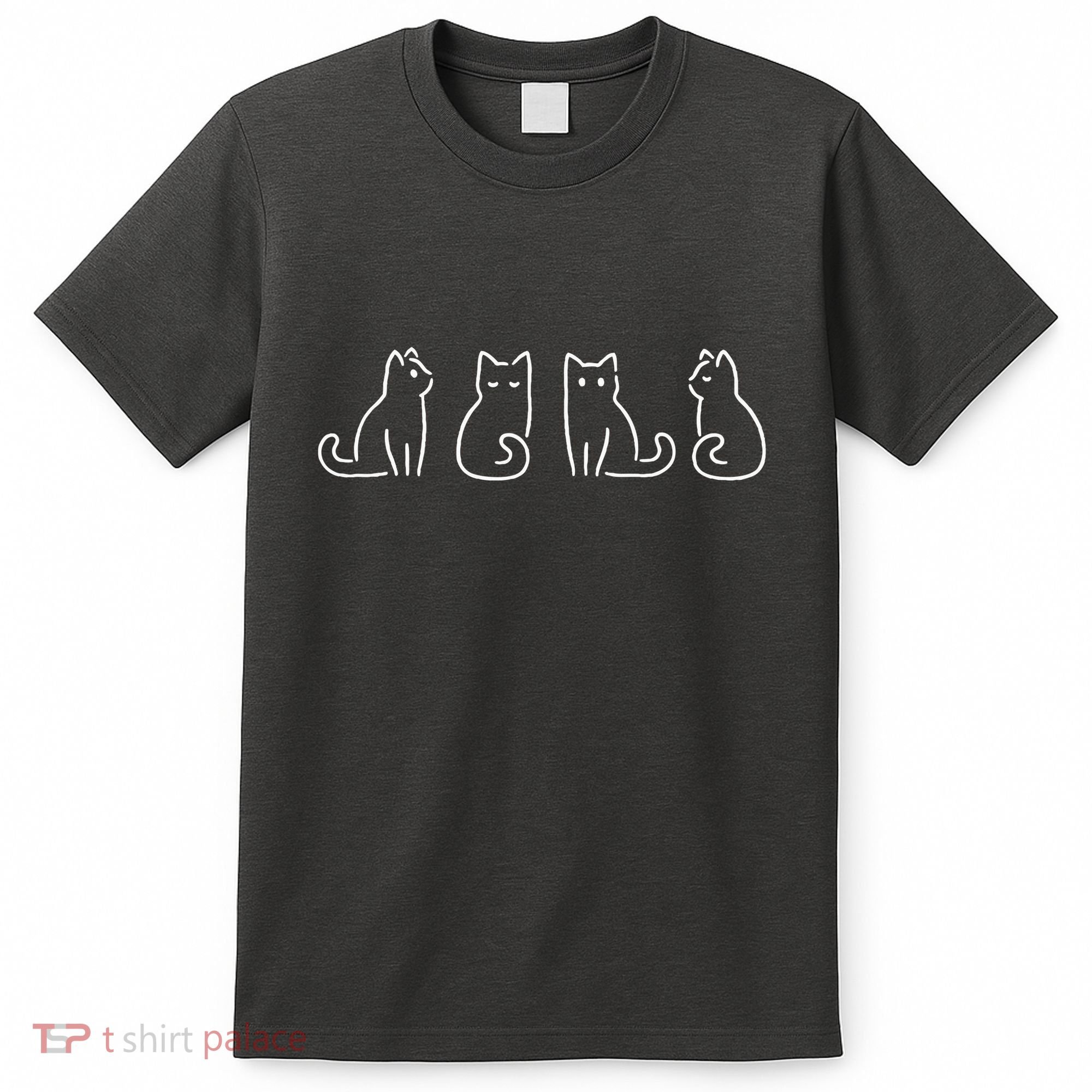 Cat Poses Cat Lover Minimalist Art T-Shirt