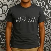 Cat Poses Cat Lover Minimalist Art T-Shirt thumb 3