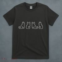 Cat Poses Cat Lover Minimalist Art T-Shirt thumb 4