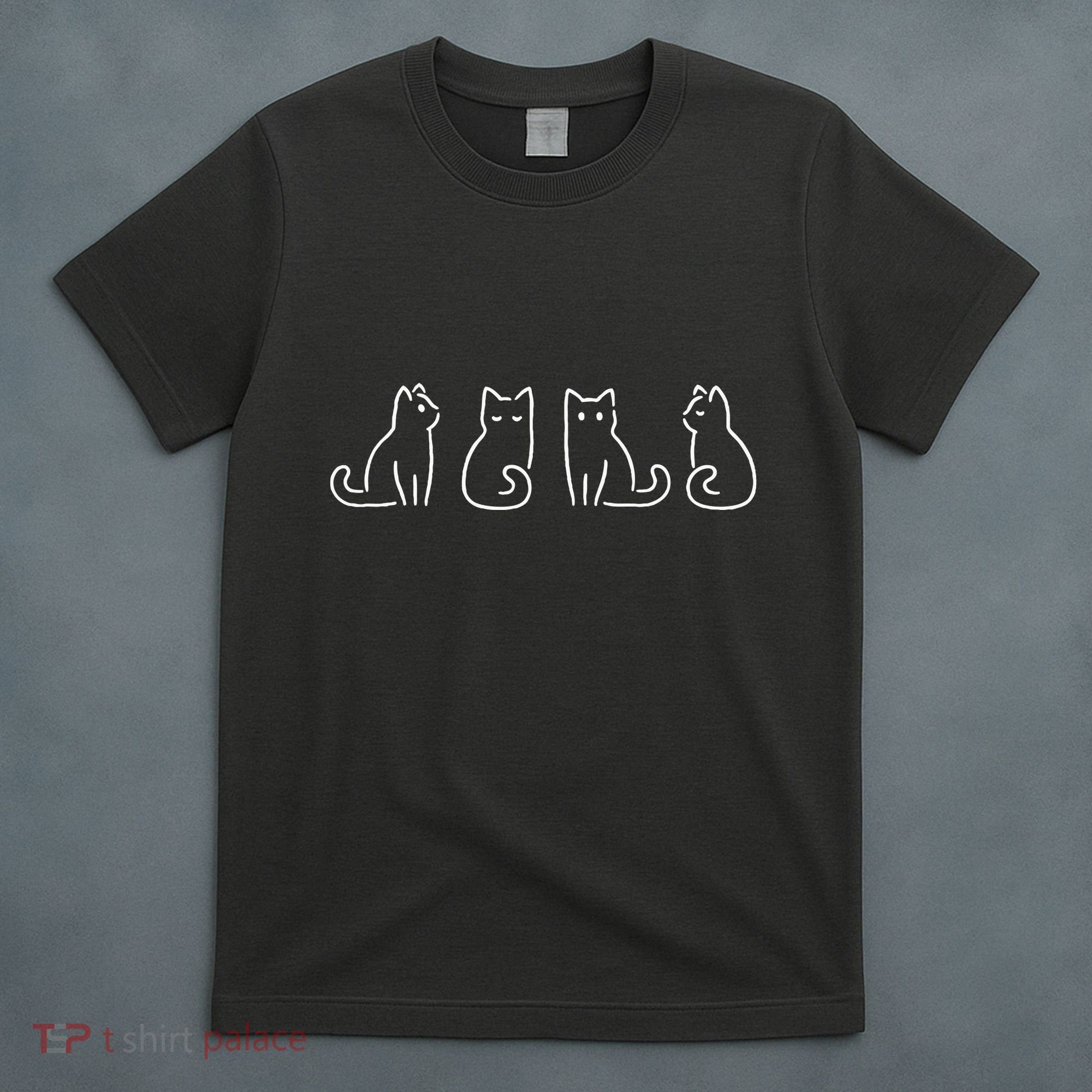 Cat Poses Cat Lover Minimalist Art T-Shirt