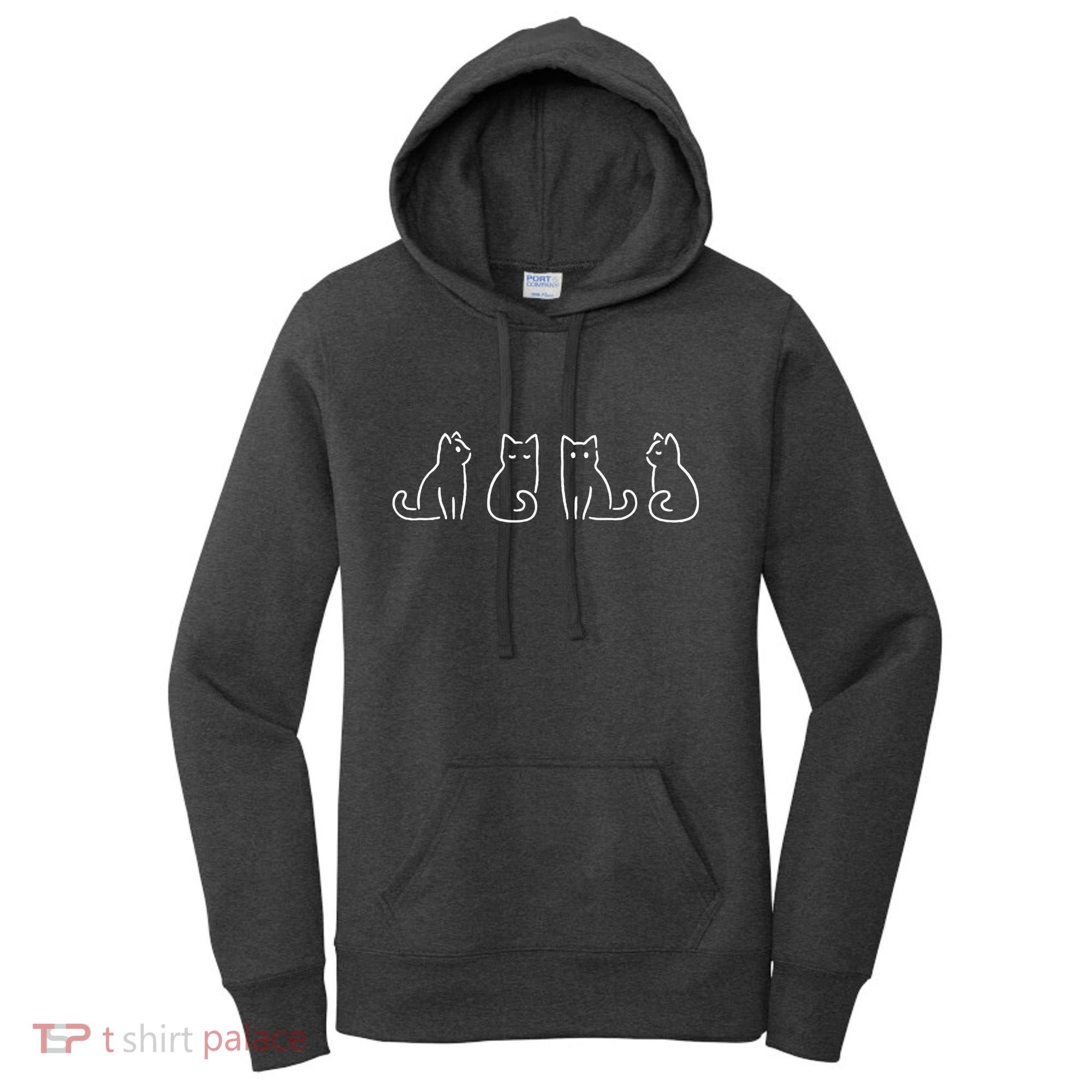 Cat Poses Cat Lover Minimalist Art Women's Hoodie
