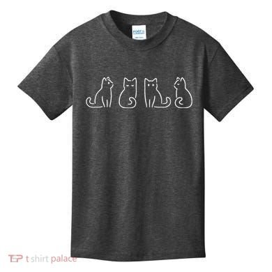 Cat Poses Cat Lover Minimalist Art Kids T-Shirt