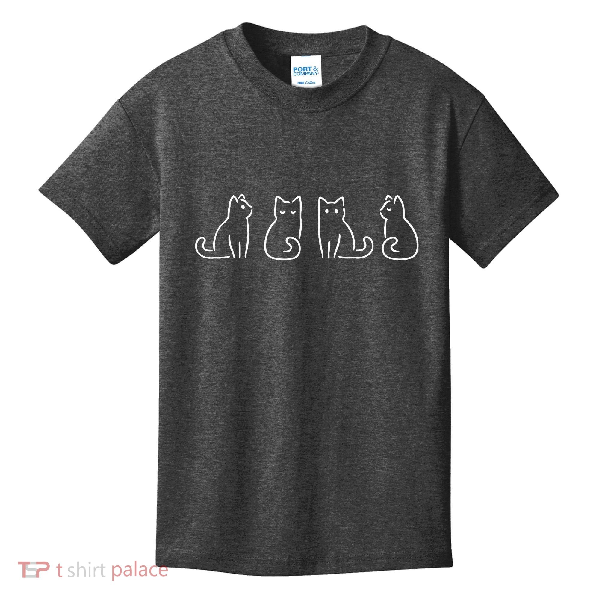 Cat Poses Cat Lover Minimalist Art Kids T-Shirt