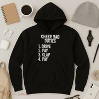 Cheerleading Papa Cheer Dad Duties Drive Pay Clap Hoodie thumb 3