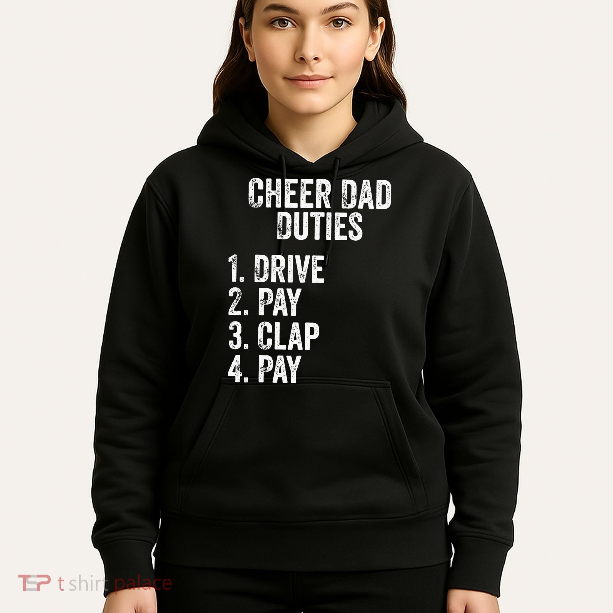 Cheerleading Papa Cheer Dad Duties Drive Pay Clap Hoodie