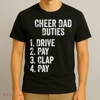 Cheerleading Papa Cheer Dad Duties Drive Pay Clap T-Shirt thumb 3