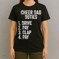 Cheerleading Papa Cheer Dad Duties Drive Pay Clap T-Shirt thumb 4