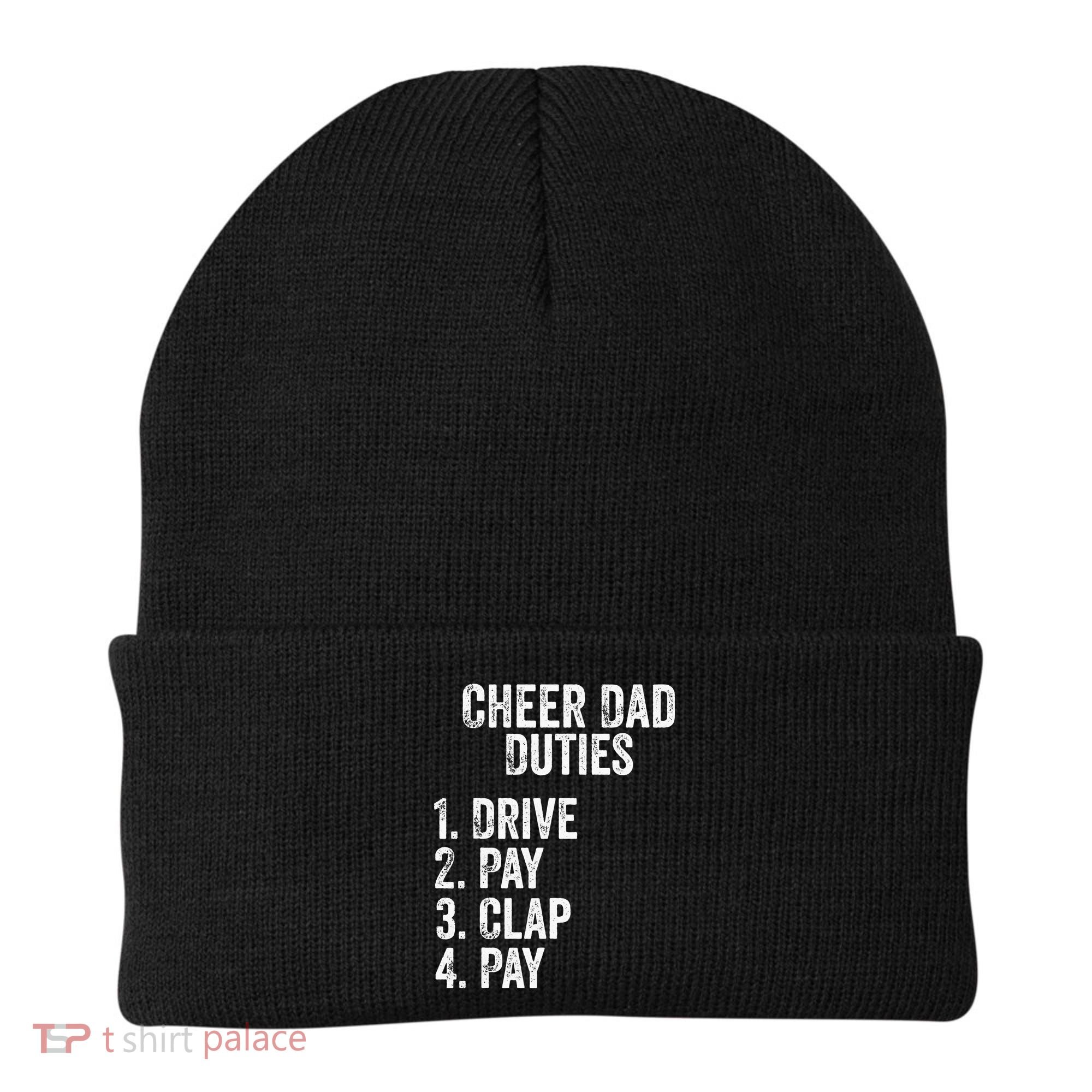 Cheerleading Papa Cheer Dad Duties Drive Pay Clap Beanie