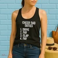 Cheerleading Papa Cheer Dad Duties Drive Pay Clap Women's Tank Top thumb 2